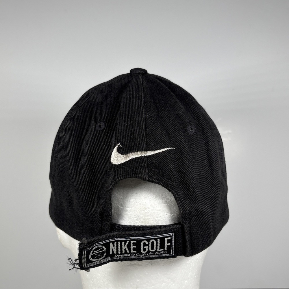 Vintage Nike Golf Black With Green Under Visor Strap Back Hat OSFM - Picture 3 of 8